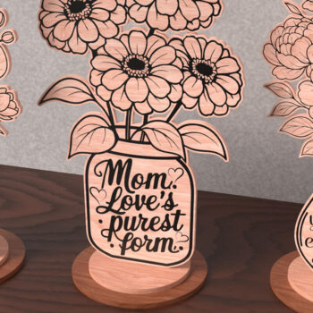 Intra απο ξύλο plywood 3mm-4mm πάχος – Thank You Mom Flower Vase Δίασταση 20x20 cm INTRAFABR-120643355 - Image 2