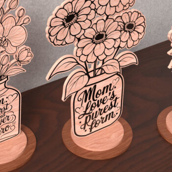 Intra απο ξύλο plywood 3mm-4mm πάχος – Thank You Mom Flower Vase Δίασταση 20x20 cm INTRAFABR-120643355 - Image 3