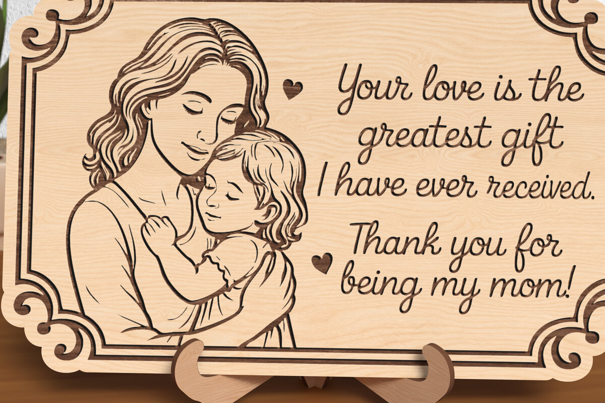 Intra απο ξύλο plywood 3mm-4mm πάχος – Ευχαριστώ Mom Gift Plaque Δίασταση  20x20 cm INTRAFABR-119421015