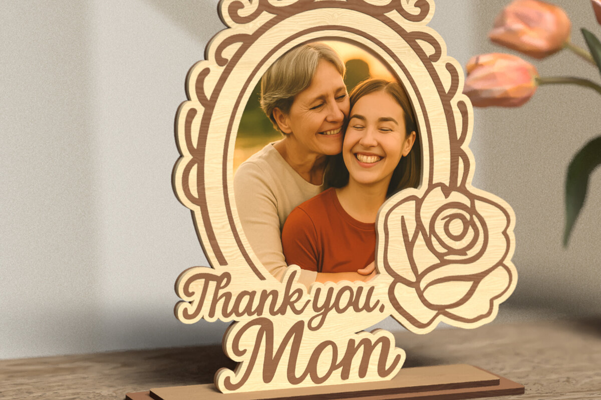 Intra απο ξύλο plywood 3mm-4mm πάχος – Ευχαριστώ μαμά – Vintage Frame Δίασταση  45x45 cm INTRAFABR-120588548