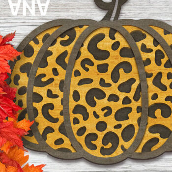 Intra απο ξύλο plywood 3mm-4mm πάχος – Εκτύπωση λεοπάρδαλης πινακίδας κολοκύθας Δίασταση  20x20 cm INTRAFABR-73180589 - Image 1