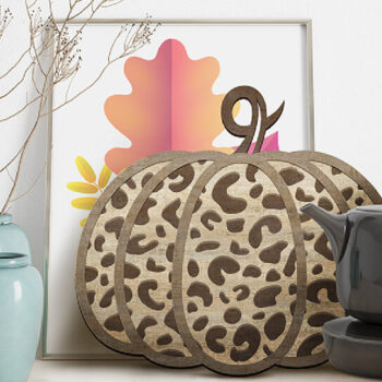 Intra απο ξύλο plywood 3mm-4mm πάχος – Εκτύπωση λεοπάρδαλης πινακίδας κολοκύθας Δίασταση  20x20 cm INTRAFABR-73180589 - Image 4