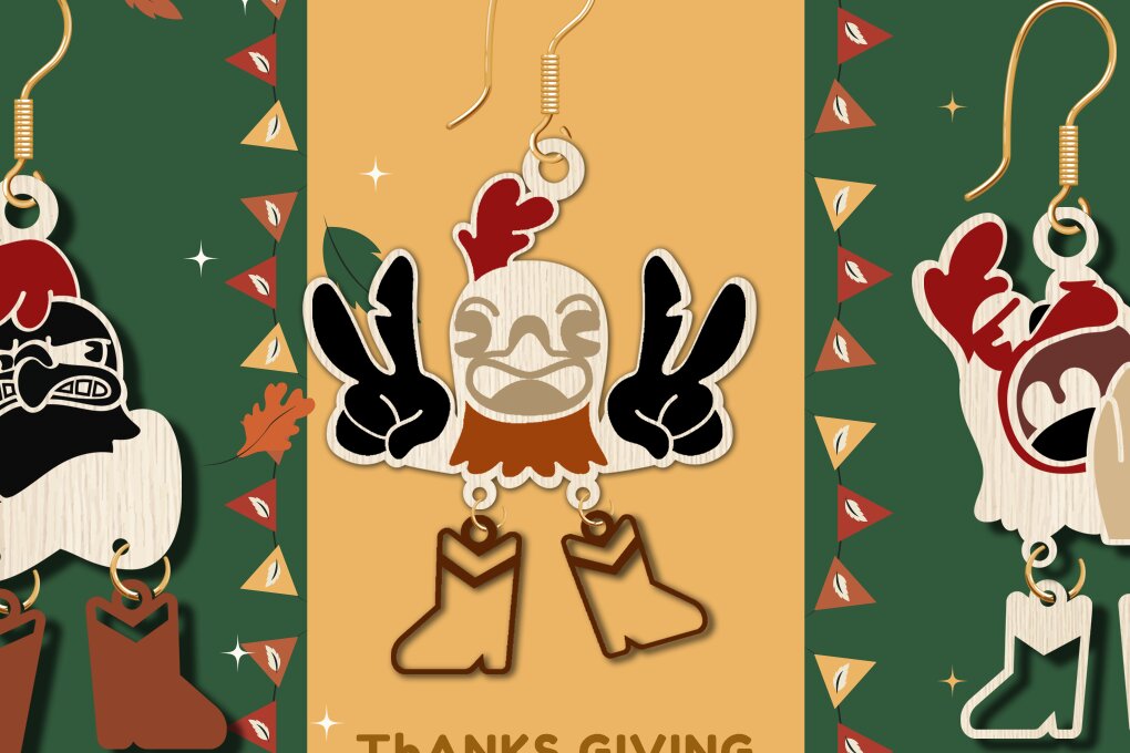 Intra απο ξύλο plywood 3mm-4mm πάχος – Ευχαριστιών Σκουλαρίκι κοτόπουλου, Δίασταση  5x5 cm INTRAFABR-101167550