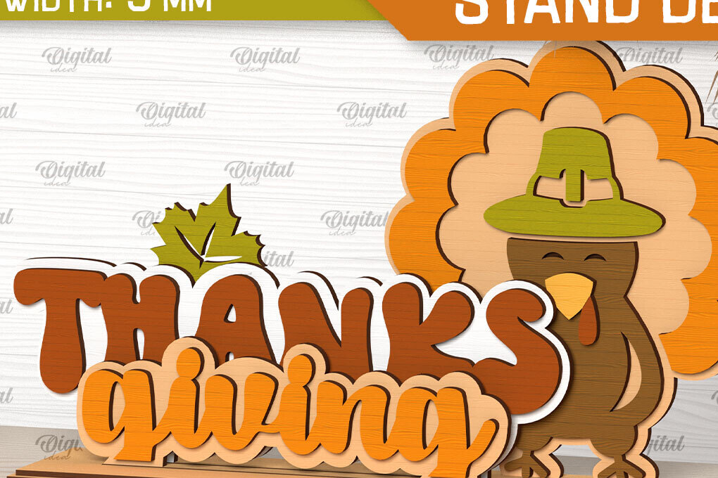 Intra απο ξύλο plywood 3mm-4mm πάχος –  κοπής με λέιζερ διακόσμηση για την ημέρα των ευχαριστιών Δίασταση  20x20 cm INTRAFABR-103312046