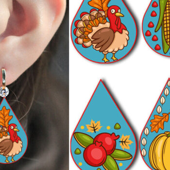 Intra απο ξύλο plywood 3mm-4mm πάχος – Σχέδια δέσμης σκουλαρίκια για την ημέρα των ευχαριστιών Δίασταση 5x5 cm INTRAFABR-90728881 - Image 1