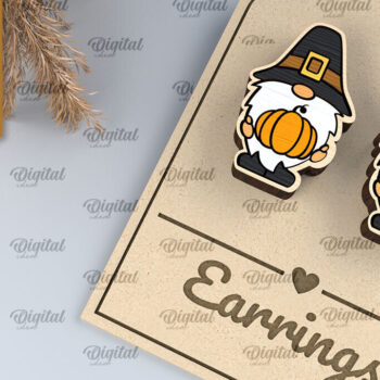 Intra απο ξύλο plywood 3mm-4mm πάχος – Σκουλαρίκια με λέιζερ των Ευχαριστιών Δίασταση  5x5 cm INTRAFABR-105629531 - Image 1