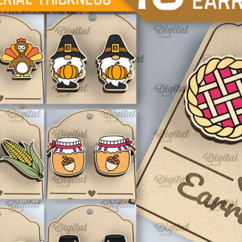 Intra απο ξύλο plywood 3mm-4mm πάχος – Δέσμη κοπής με λέιζερ σκουλαρίκια για την Ημέρα των Ευχαριστιών Δίασταση  5x5 cm INTRAFABR-105627987 - Image 1