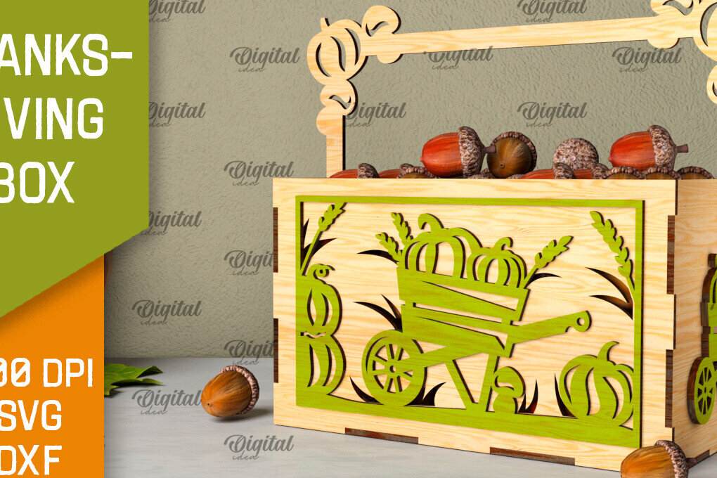 Intra απο ξύλο plywood 3mm-4mm πάχος –  κοπής με λέιζερ κουτί μπομπονιών για την ημέρα των ευχαριστιών Δίασταση  20x20 cm INTRAFABR-106454507