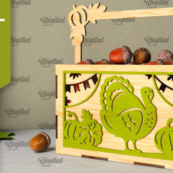 Intra απο ξύλο plywood 3mm-4mm πάχος – κοπής με λέιζερ κουτί μπομπονιών για την ημέρα των ευχαριστιών Δίασταση 20x20 cm INTRAFABR-106454298 - Image 1