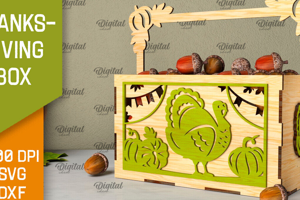 Intra απο ξύλο plywood 3mm-4mm πάχος –  κοπής με λέιζερ κουτί μπομπονιών για την ημέρα των ευχαριστιών Δίασταση  20x20 cm INTRAFABR-106454298