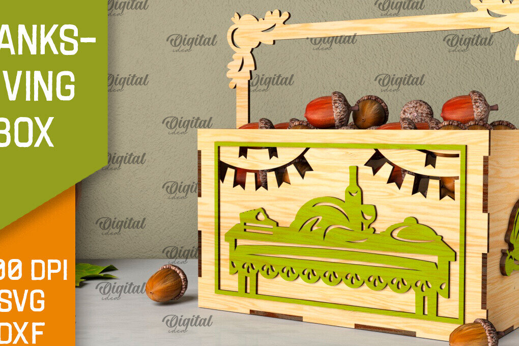 Intra απο ξύλο plywood 3mm-4mm πάχος –  κοπής με λέιζερ κουτί μπομπονιών για την ημέρα των ευχαριστιών Δίασταση  20x20 cm INTRAFABR-106454327