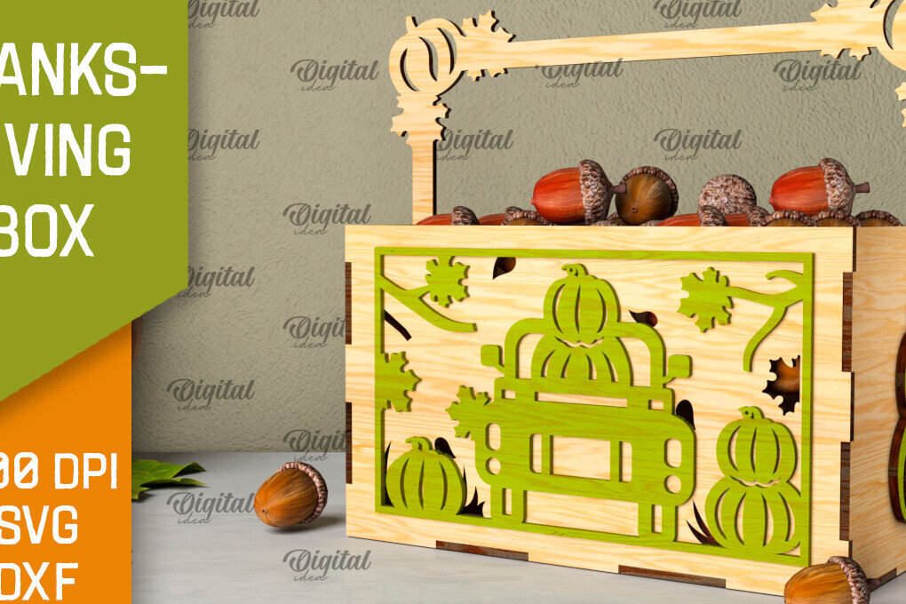 Intra απο ξύλο plywood 3mm-4mm πάχος –  κοπής με λέιζερ κουτί μπομπονιών για την ημέρα των ευχαριστιών Δίασταση  20x20 cm INTRAFABR-106454366