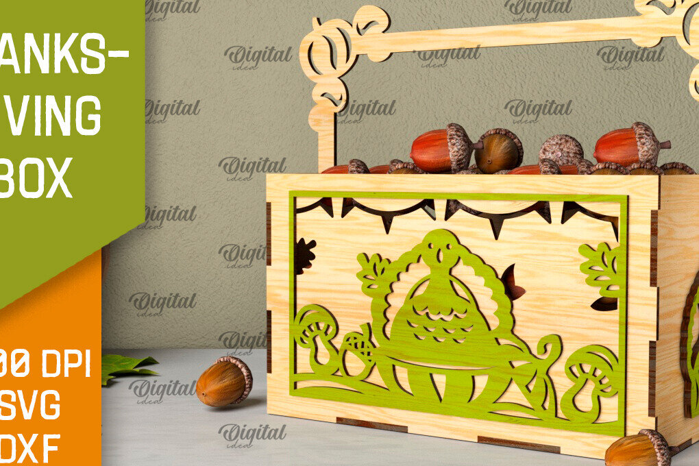 Intra απο ξύλο plywood 3mm-4mm πάχος –  κοπής με λέιζερ κουτί μπομπονιών για την ημέρα των ευχαριστιών Δίασταση  20x20 cm INTRAFABR-106454411