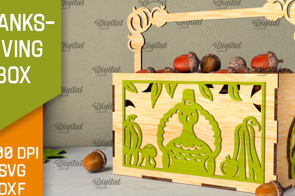 Intra απο ξύλο plywood 3mm-4mm πάχος –  κοπής με λέιζερ κουτί μπομπονιών για την ημέρα των ευχαριστιών Δίασταση  20x20 cm INTRAFABR-106454465