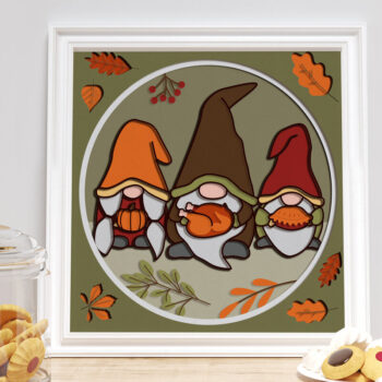 Intra απο ξύλο plywood 3mm-4mm πάχος – THANKSGIVING GNOMES Shadow Box, Δίασταση  20x20 cm INTRAFABR-81194794 - Image 3