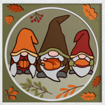 Intra απο ξύλο plywood 3mm-4mm πάχος – THANKSGIVING GNOMES Shadow Box, Δίασταση  20x20 cm INTRAFABR-81194794 - Image 4