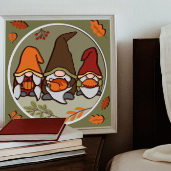 Intra απο ξύλο plywood 3mm-4mm πάχος – THANKSGIVING GNOMES Shadow Box, Δίασταση  20x20 cm INTRAFABR-81194794 - Image 10