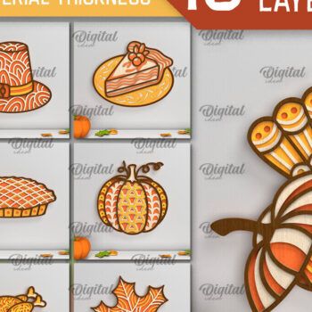 Intra απο ξύλο plywood 3mm-4mm πάχος – Πακέτο λέιζερ με στρώσεις για την ημέρα των ευχαριστιών Δίασταση 20x20 cm INTRAFABR-103783976 - Image 1