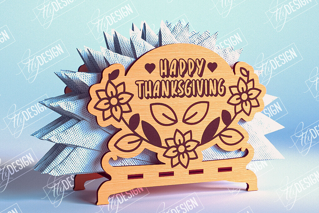 Intra απο ξύλο plywood 3mm-4mm πάχος – Θήκη χαρτοπετσέτας για την ημέρα των ευχαριστιών | Αρχείο CNC Δίασταση  20x20 cm INTRAFABR-103788052