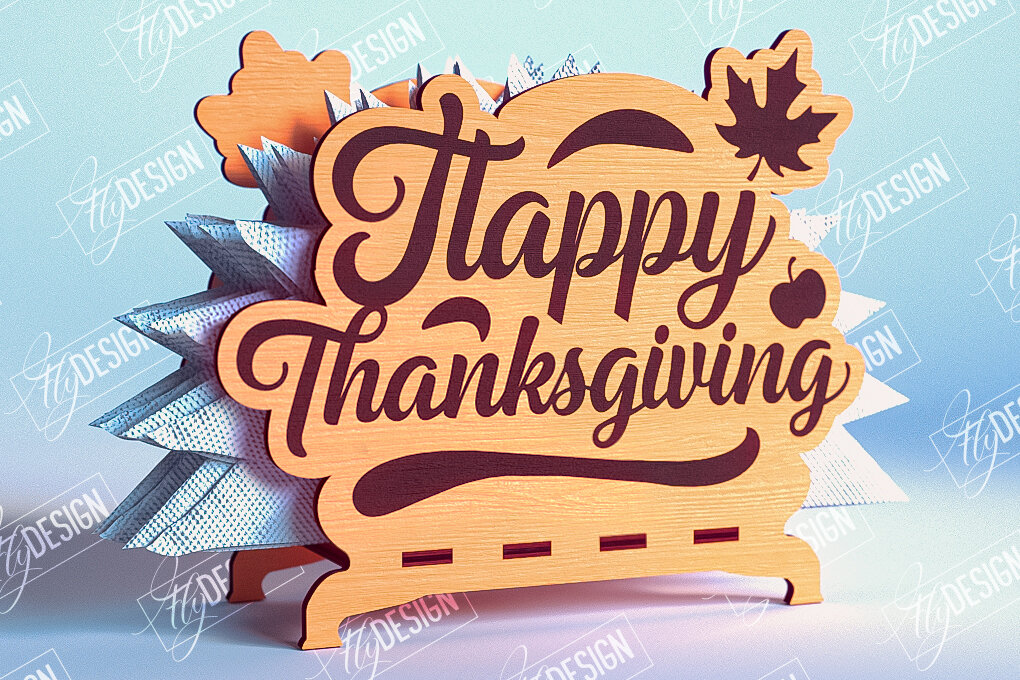 Intra απο ξύλο plywood 3mm-4mm πάχος – Θήκη χαρτοπετσέτας για την ημέρα των ευχαριστιών | Αρχείο CNC Δίασταση  20x20 cm INTRAFABR-103787995