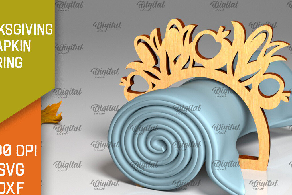 Intra απο ξύλο plywood 3mm-4mm πάχος – Δαχτυλίδι χαρτοπετσέτας των Ευχαριστιών LaserCut  Δίασταση  20x20 cm INTRAFABR-103786278