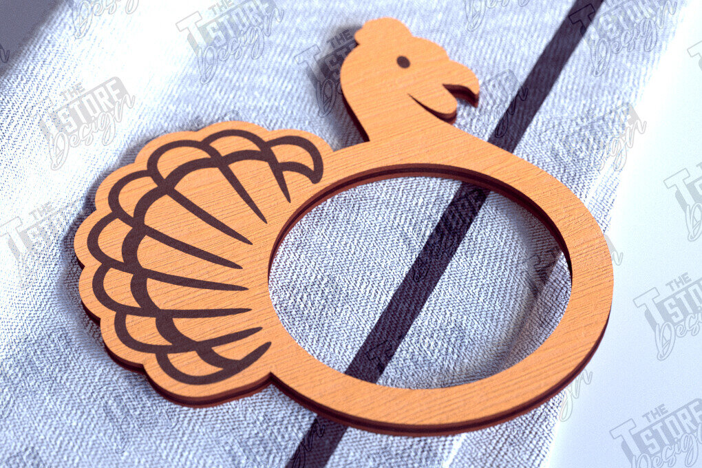 Intra απο ξύλο plywood 3mm-4mm πάχος – Δαχτυλίδια χαρτοπετσέτας ημέρας των ευχαριστιών | Αρχείο CNC Δίασταση  20x20 cm INTRAFABR-103791921