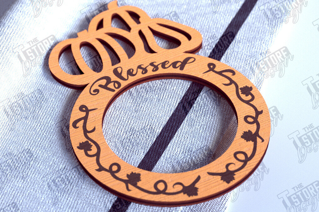 Intra απο ξύλο plywood 3mm-4mm πάχος – Δαχτυλίδια χαρτοπετσέτας ημέρας των ευχαριστιών | Αρχείο CNC Δίασταση  20x20 cm INTRAFABR-103791927