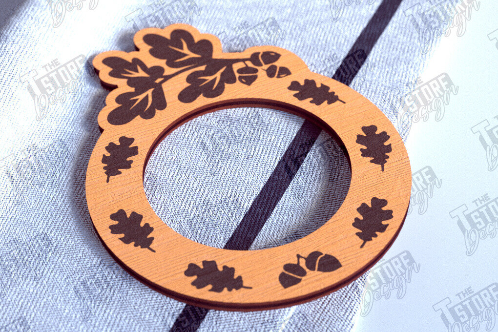 Intra απο ξύλο plywood 3mm-4mm πάχος – Δαχτυλίδια χαρτοπετσέτας ημέρας των ευχαριστιών | Αρχείο CNC Δίασταση  20x20 cm INTRAFABR-103791933