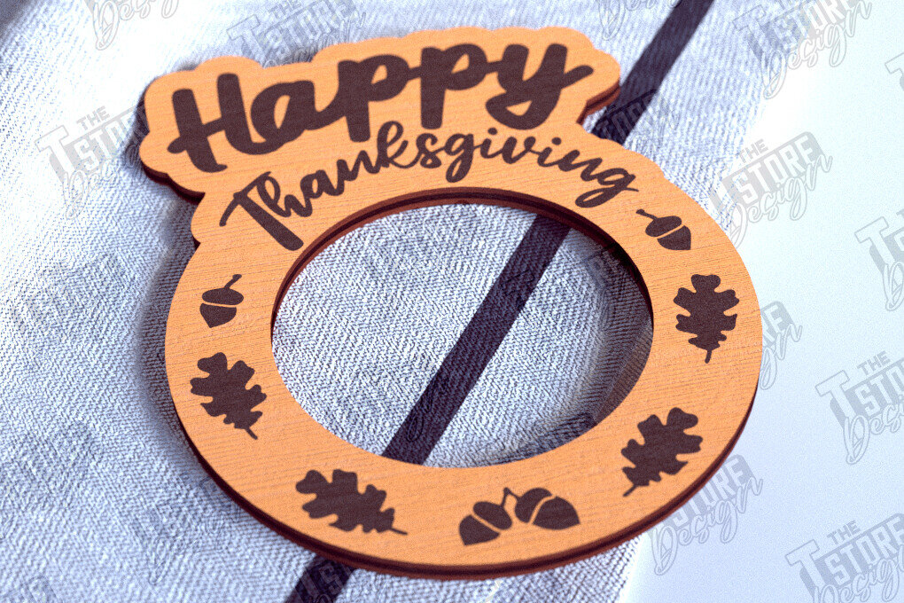 Intra απο ξύλο plywood 3mm-4mm πάχος – Δαχτυλίδια χαρτοπετσέτας ημέρας των ευχαριστιών | Αρχείο CNC Δίασταση  20x20 cm INTRAFABR-103791943