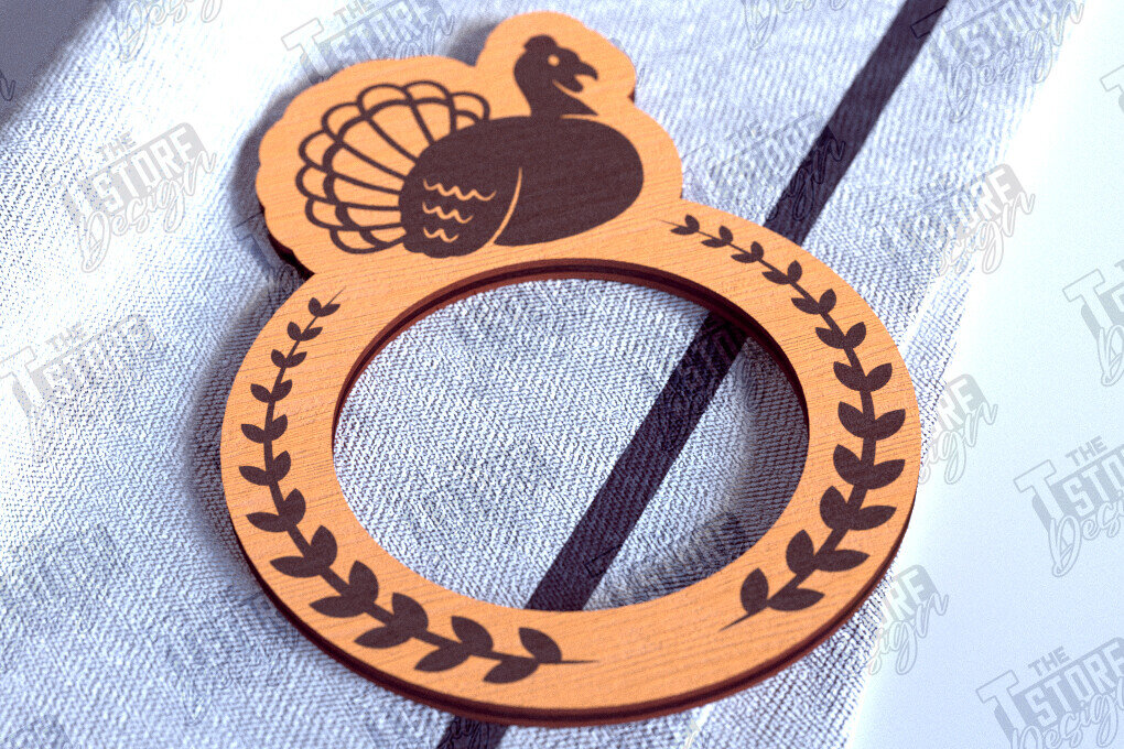 Intra απο ξύλο plywood 3mm-4mm πάχος – Δαχτυλίδια χαρτοπετσέτας ημέρας των ευχαριστιών | Αρχείο CNC Δίασταση  20x20 cm INTRAFABR-103791947