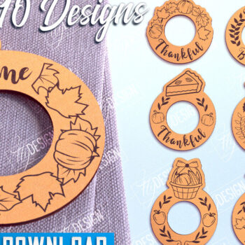 Intra απο ξύλο plywood 3mm-4mm πάχος – Δαχτυλίδια χαρτοπετσέτας Ευχαριστιών V.1 Bundle|CNC Δίασταση  20x20 cm INTRAFABR-103789670 - Image 1