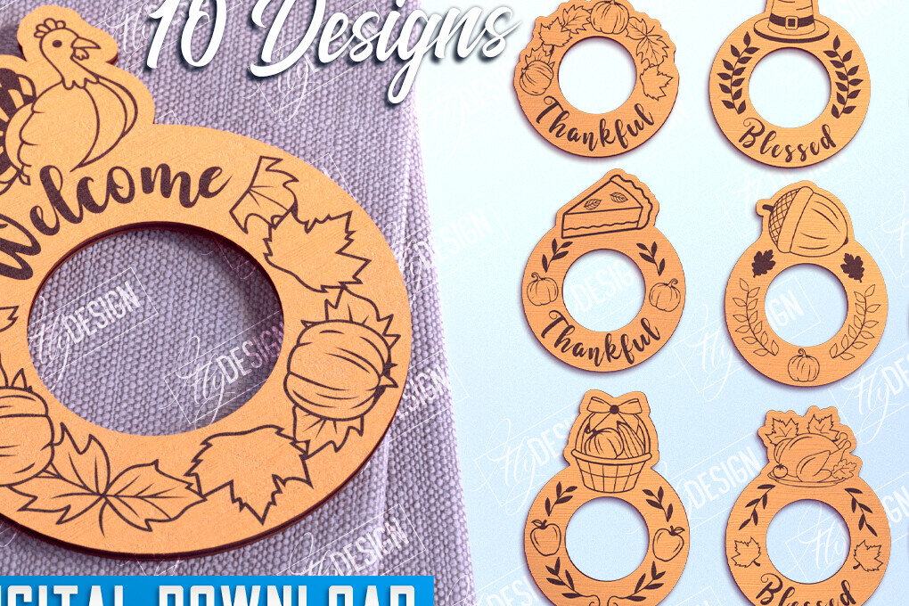 Intra απο ξύλο plywood 3mm-4mm πάχος – Δαχτυλίδια χαρτοπετσέτας Ευχαριστιών V.1 Bundle|CNC Δίασταση  20x20 cm INTRAFABR-103789670