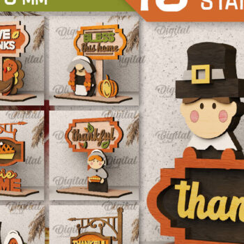 Intra απο ξύλο plywood 3mm-4mm πάχος – Πακέτο Laser Standing Decor για την Ημέρα των Ευχαριστιών Δίασταση  20x20 cm INTRAFABR-105940490 - Image 1