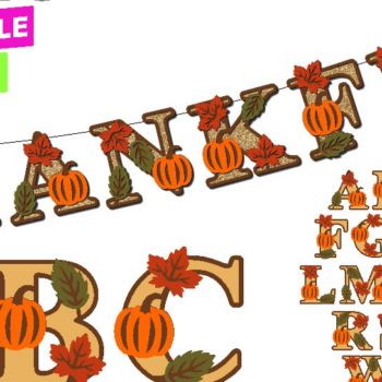 Intra απο ξύλο plywood 3mm-4mm πάχος – Thanksgiving Thankful Alphabet 3D Δίασταση  20x20 cm INTRAFABR-108559968 - Image 1