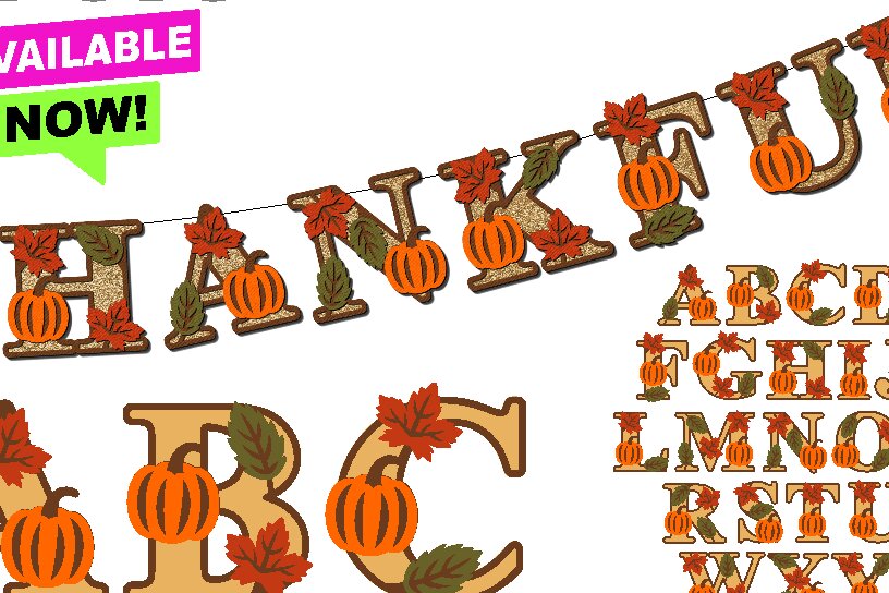 Intra απο ξύλο plywood 3mm-4mm πάχος – Thanksgiving Thankful Alphabet 3D Δίασταση  20x20 cm INTRAFABR-108559968