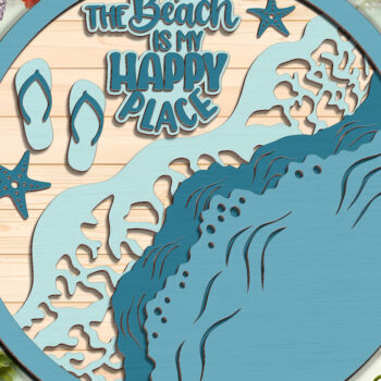 Intra απο ξύλο plywood 3mm-4mm πάχος – The Beach is My Happy Place - Break Jhon Δίασταση  20x20 cm INTRAFABR-95035418 - Image 1