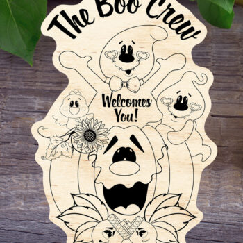 Intra απο ξύλο plywood 3mm-4mm πάχος – Σημάδι The Boo Crew Welcomes You Δίασταση  20x20 cm INTRAFABR-29983199 - Image 1
