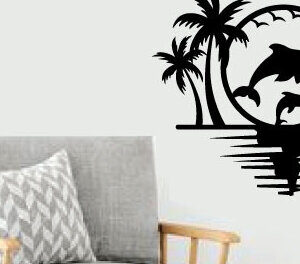 Intra απο ξύλο plywood 3mm-4mm πάχος – The Dolphin Laser Beach Scene Metal Δίασταση  20x20 cm INTRAFABR-75696315