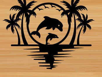 Intra απο ξύλο plywood 3mm-4mm πάχος – The Dolphin Laser Beach Scene Metal Δίασταση  20x20 cm INTRAFABR-75696315 - Image 2