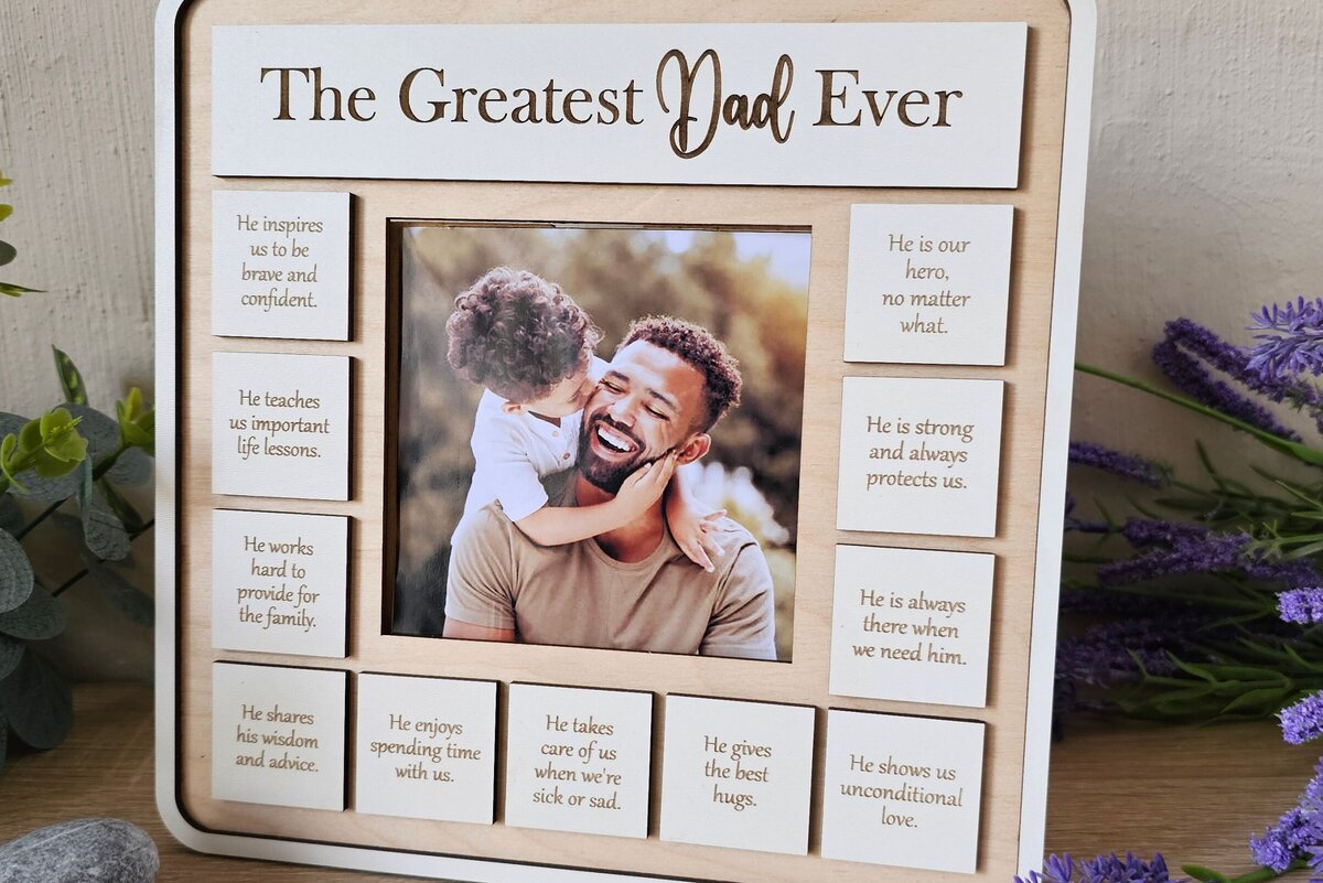 Intra απο ξύλο plywood 3mm-4mm πάχος – The Greatest Dad Ever Frame | Λέιζερ Δίασταση  45x45 cm INTRAFABR-118843630