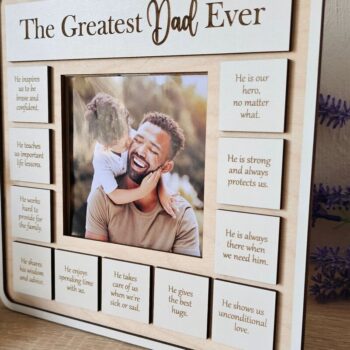 Intra απο ξύλο plywood 3mm-4mm πάχος – The Greatest Dad Ever Frame | Λέιζερ Δίασταση  45x45 cm INTRAFABR-118843630 - Image 4