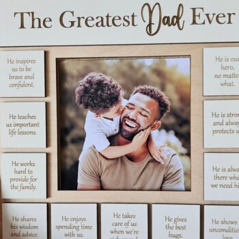 Intra απο ξύλο plywood 3mm-4mm πάχος – The Greatest Dad Ever Frame | Λέιζερ Δίασταση  45x45 cm INTRAFABR-118843630 - Image 6