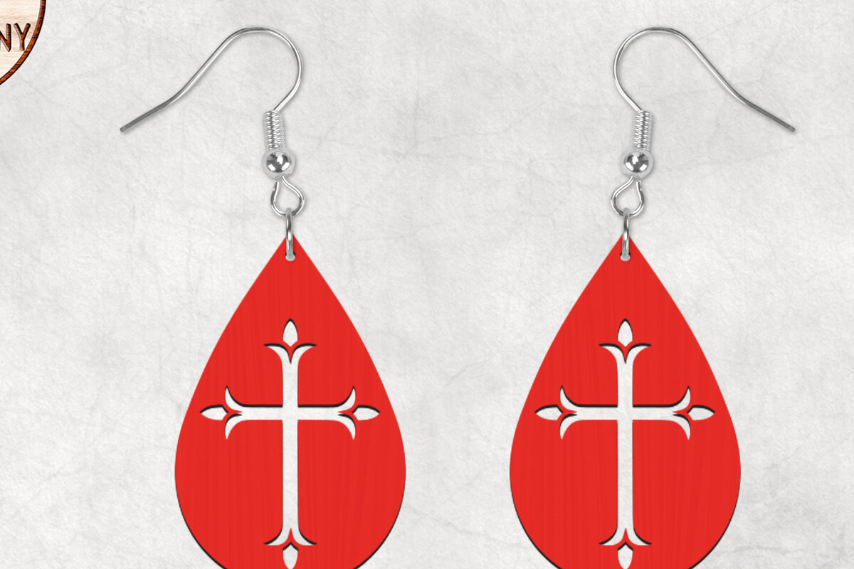 Intra απο ξύλο plywood 3mm-4mm πάχος – Τα σκουλαρίκια Boho του Τιμίου Σταυρού Δίασταση  5x5 cm INTRAFABR-28853512