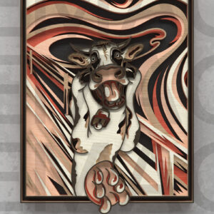 Intra απο ξύλο plywood 3mm-4mm πάχος – The Moo Scream, Cow Parody Art Δίασταση  20x20 cm INTRAFABR-121409301