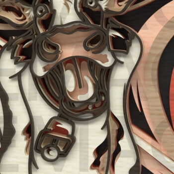 Intra απο ξύλο plywood 3mm-4mm πάχος – The Moo Scream, Cow Parody Art Δίασταση  20x20 cm INTRAFABR-121409301 - Image 5