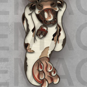 Intra απο ξύλο plywood 3mm-4mm πάχος – The Moo Scream – Funny Cow Wall Art Δίασταση  40x30 cm INTRAFABR-121409300 - Image 1