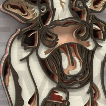 Intra απο ξύλο plywood 3mm-4mm πάχος – The Moo Scream – Funny Cow Wall Art Δίασταση  40x30 cm INTRAFABR-121409300 - Image 2