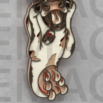 Intra απο ξύλο plywood 3mm-4mm πάχος – The Moo Scream – Funny Cow Wall Art Δίασταση  40x30 cm INTRAFABR-121409300 - Image 3