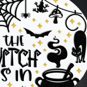 Intra απο ξύλο plywood 3mm-4mm πάχος – Η Μάγισσα είναι σε, Halloween Door Sign Δίασταση  40x30 cm INTRAFABR-125247429 - Image 2