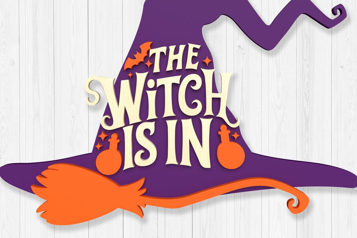 Intra απο ξύλο plywood 3mm-4mm πάχος – Η Μάγισσα είναι στο, Halloween Sign Δίασταση  40x30 cm INTRAFABR-105326152